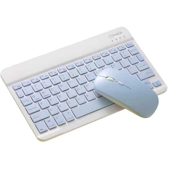 Conjunto Teclado e Mouse Bluetooth Recarregável Ultrafino Compatível com Android, Windows, Samsung e Tablets Compacto e Portátil