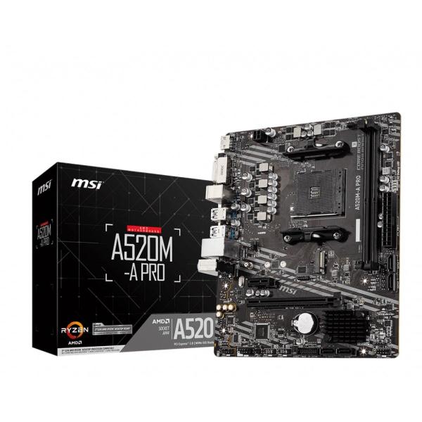 Placa Mãe MSI A520M-A PRO Chipset A520 AMD AM4 mATX DDR4