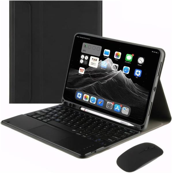 Capa Para Tablet Capa + Mouse e Teclado Magnético Bluetooth Destacável Compativel IPad 9ª/ 8ª /7ª Geração (Preto, Teclad