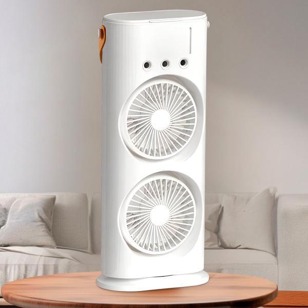 Ventilador Usb Potente Torre Duplo Mesa Led Umidifica