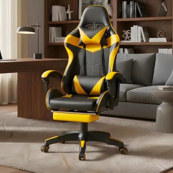 Cadeira Gamer Ergonômica Reclinável Giratória Confortável Com Apoio de Pe