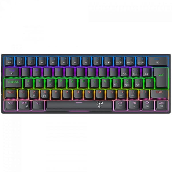 Teclado Mecânico Gamer T-Dagger Arena Pro, Rainbow, Wireless/Bluetooth, Switch Brown, 60%, ABNT2, Preto