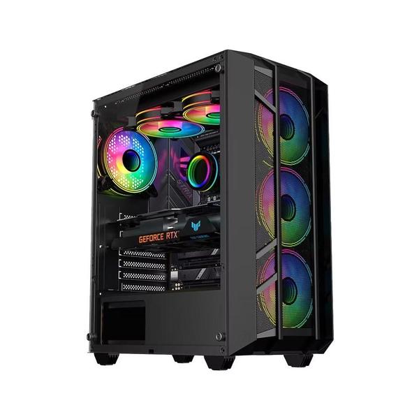 Gabinete Gamer Kalkan Alfern Mid Tower Preto com Vidro Temperado