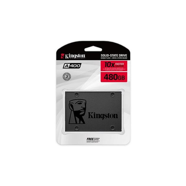 SSD 480GB Kingston Sata Rev. 3.0 - Leituras 500MB/s e Gravações 450MB/s A400