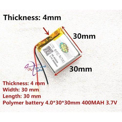 Bateria 3,7v 4mm X 30mm X 30mm 400 Mah Com 2 Fios