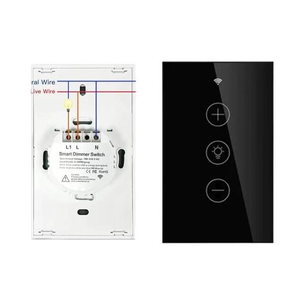Interruptor Dimmer De Luz LED WiFi Inteligente Com Controle Por Voz Tuya, Alexa E Google Home,