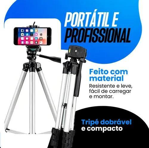 Tripé Profissional Leve para Celulares e Câmeras Digitais Alumínio Suporte Universal Envio Rápido