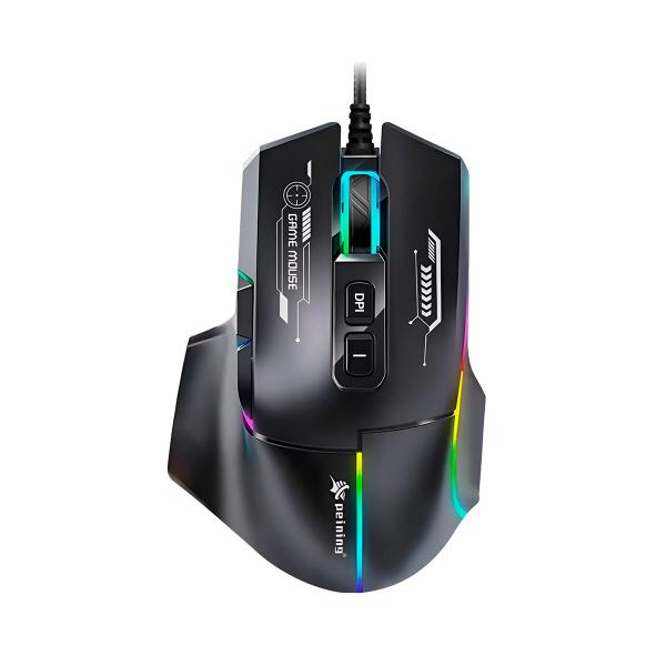 Mouse Ergonômico Gamer com Fio Óptico RGB Jogo Escritório Computador