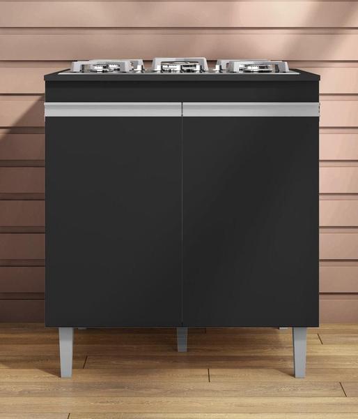 Balcão Para Cooktop Andréia 2 Portas Preto Fosco Ajl