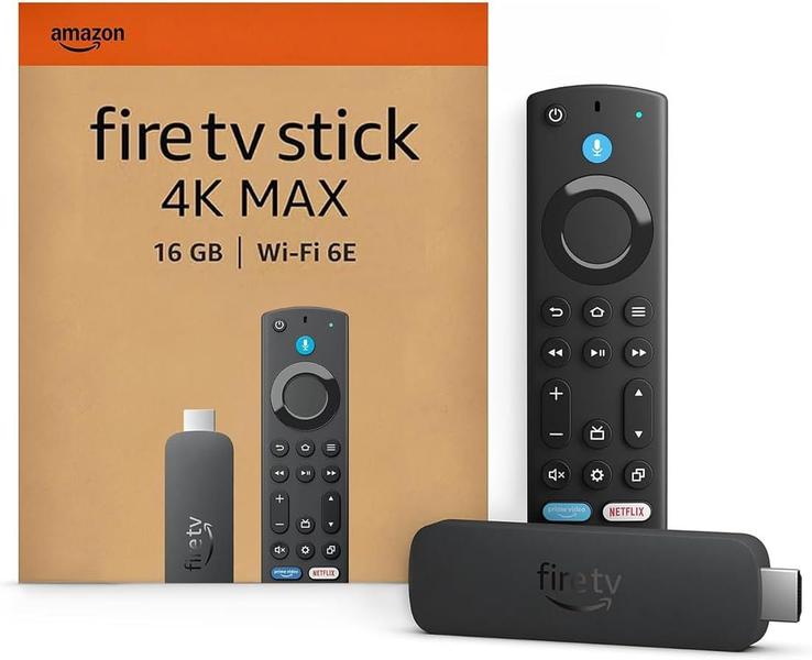 Amazon Fire TV Stick 4K Max 2ª Geração 16GB, WiFi 6E Sistema Fire OS 8 Android 11, Preto,