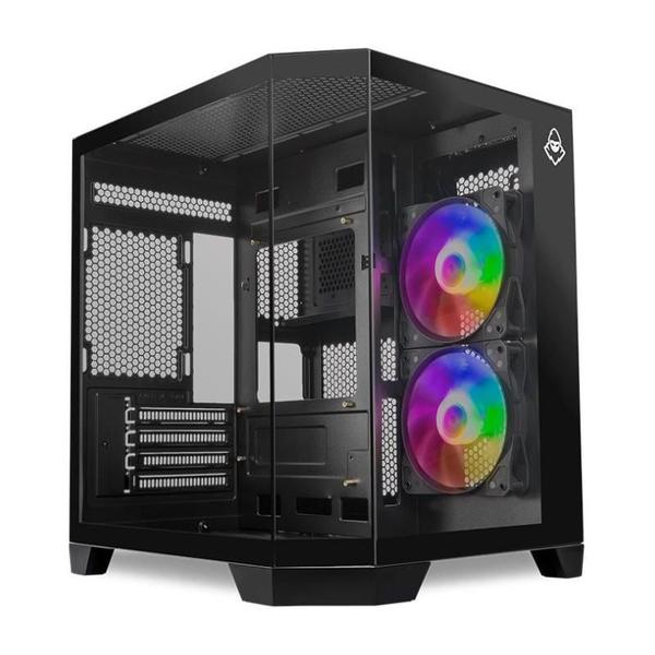 Gabinete Gamer Mancer CV700B 2 Fans Mini Tower Lateral De Vidro S/Fonte Preto - MCR-CV700B-BK-2F