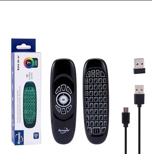 Controle Para Smart TV C120 Air Mouse Com Mini Teclado Sem Fio E Função Rato Aéreo Original 2.4G