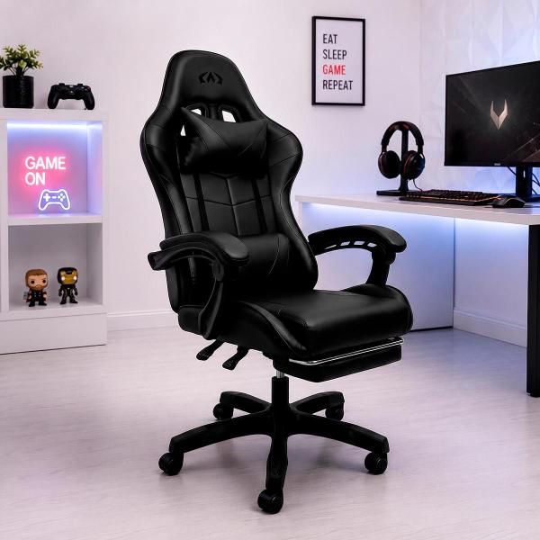 Cadeira Gamer Ergonômica Reclinável com Apoio para os Pés material sintético Sintético Premium 135kg Cadeira Gamer Ergonômica Reclinável com Apoio para os Pés material sintético Sintético Premium 135kg