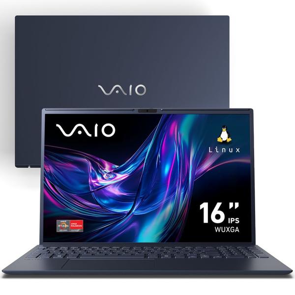 Notebook VAIO FE16 AMD Ryzen 7-5825U Linux 16GB RAM 256GB SSD 16" IPS WUXGA Antirreflexo - Cinza Grafite