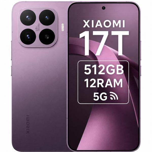 Smartphone Celular Xiaomi 17T 5G 512GB, 12GB RAM, Câmera 50 MP, NFC, Tela AMOLED 144 Hz, Android, Bateria de 6500mAh , Dual SIM, Roxo