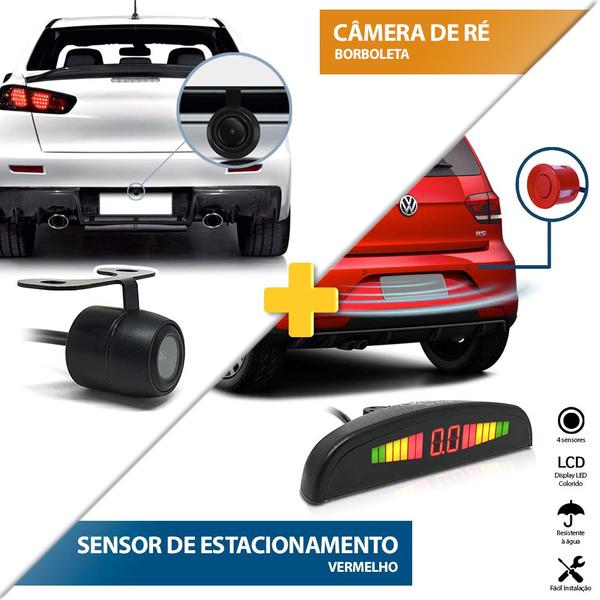Kit Sensor de Ré Vermelho + Câmera de Ré Traseira Bora 2000 2001 2002 2003 2004 2005 Estacionamento Aviso Sonoro Kit Sensor de Ré Vermelho + Câmera de Ré Traseira Bora 2000 2001 2002 2003 2004 2005 Estacionamento Aviso Sonoro