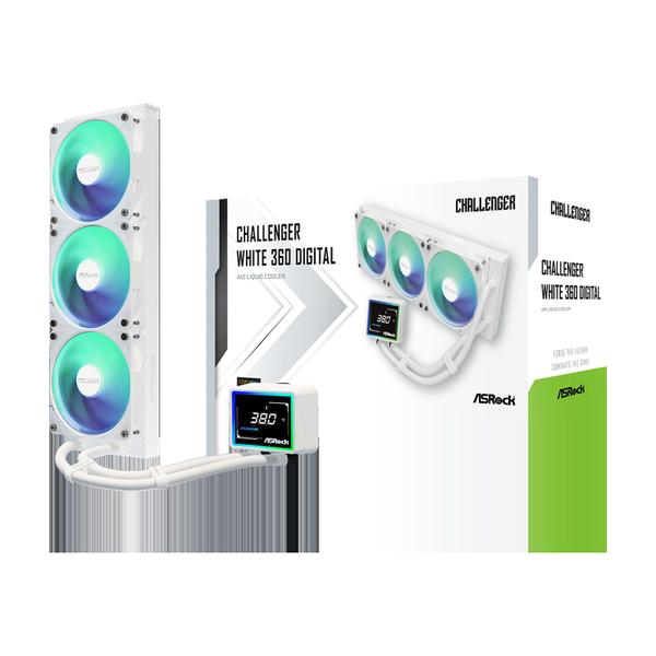 Water Cooler ASROCK Challenger White 360 Digital Branco 360MM ARGB com Display - ASROCK