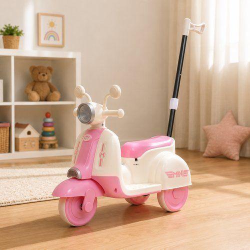 Moto Elétrica Infantil com Empurrador - Rosa