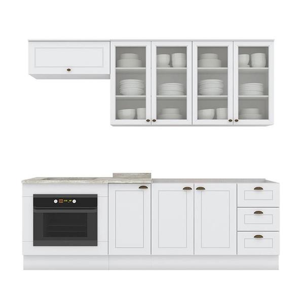 Cozinha Completa Americana 6 Peças com Balcão Forno de Embutir Branco - Móveis Henn Cozinha Completa Americana 6 Peças com Balcão Forno de Embutir Branco - Móveis Henn