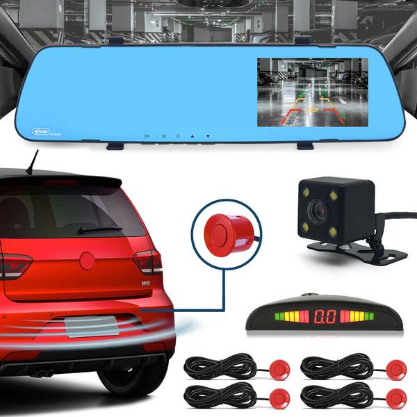 Kit Retrovisor C/ Tela + Câmera + Sensor Ré Vermelho Fiat Strada 1999 2000 2001 2002 2003 Espelho Visor Estacionamento Kit Retrovisor C/ Tela + Câmera + Sensor Ré Vermelho Fiat Strada 1999 2000 2001 2002 2003 Espelho Visor Estacionamento