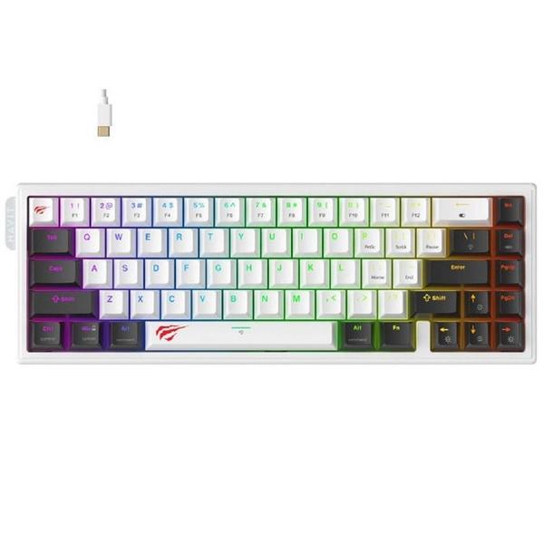Teclado Gamer Mecânico Havit KB900L RGB com Interruptor Magnético Branco e Preto