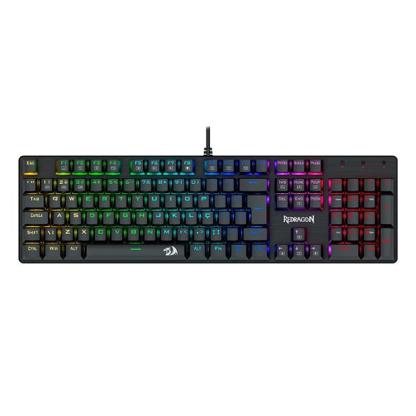 Teclado Mecânico Gamer Redragon Sindri - ABNT2 - Rainbow - Switch Brown - Preto - K671 (PT-Brown)