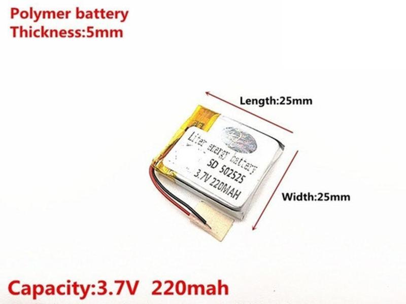 Bateria 220 Mah 3,7 V 5mm X 25mm X 25mm 2 Fios Nova -