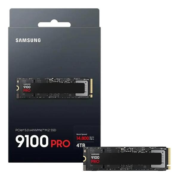 SSD M.2 4TB Samsung 9100 Pro PCIe Gen 5.0 x4 NVMe 2.0 Leitura 14800MBs Gravação 13400MBs MZ VAP4T0B
