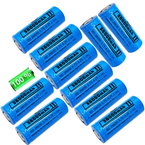 Kit Baterias 26650 3.7V4.2V 38000mAh Recarregáveis para Lanternas e Eletrônicos DY2665038000