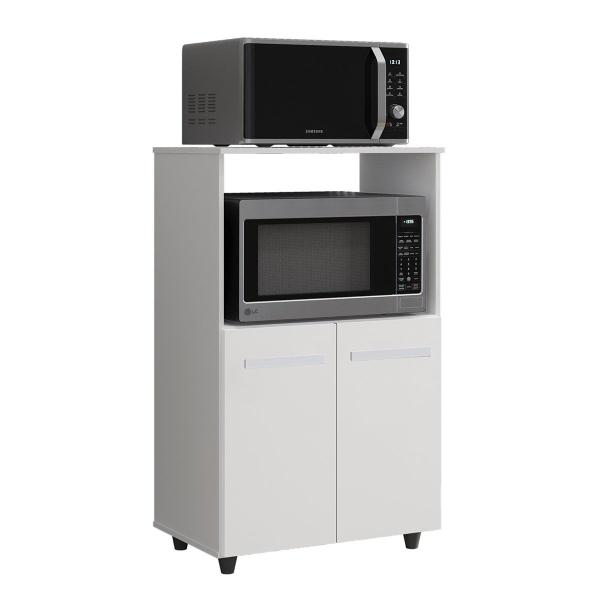 Balcão Multiuso para Cozinha Micro-Ondas 2 Portas Taiane Branco