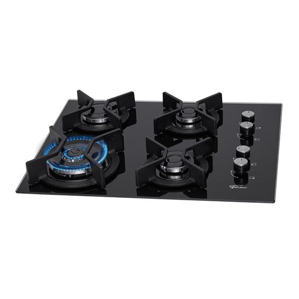 Cooktop a Gás Fischer 4 Bocas Tripla Chama Infinity com Trempe de ferro fundido Mesa Vidro 26297-57076 Bivolt