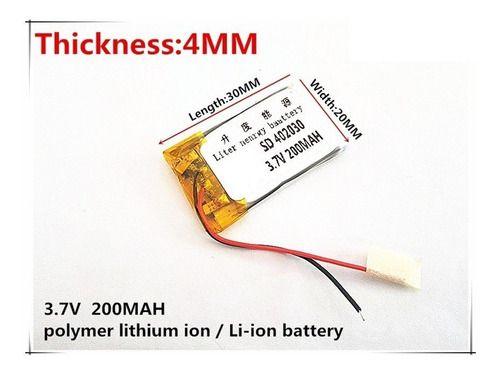 Bateria 3.7v 200 Mah 402030 200mah 2 Fios -