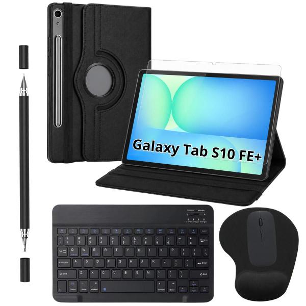 Kit para Galaxy Tab S10 FE Plus Capa Giratória + Película + Teclado e Mouse + Caneta + Mousepad
