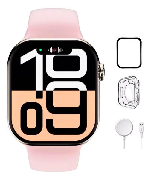 Relógio Smartwatch W10 Mini Serie 10 Rosa Amoled Lançamento Troca Pulseira e Foto, Faz e Recebe Ligações Original