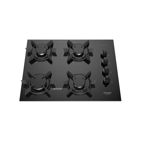 Cooktop 4 Bocas Dako Pratiko Mesa Vidro a Gás Preto Bivolt