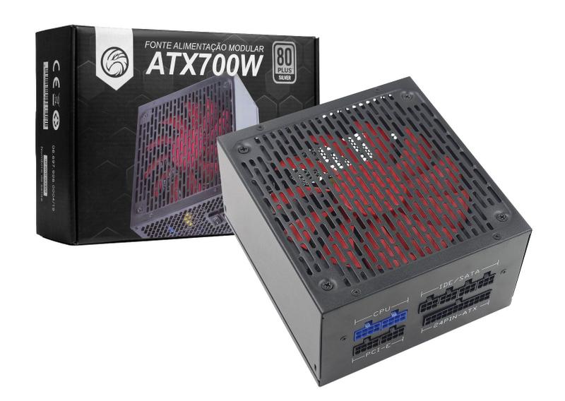 Fonte atx 700w real 80plus silver/ pfc-ativo/ full modular