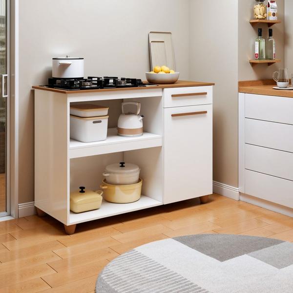 Balcão Cooktop 4 Bocas 1 Porta 1 Gaveta Chicago