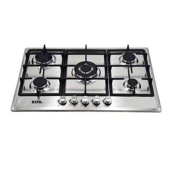 Fogão Cooktop Inox A Gás 5 Bocas 1 Dupla Ecg05 Bivolt - Eos B163916 Bivolt