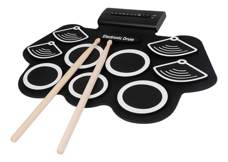 Bateria eletrônica 6 Drums 5 Metal Silicone Portátil C Pedal Bateria eletrônica 6 Drums 5 Metal Silicone Portátil C Pedal