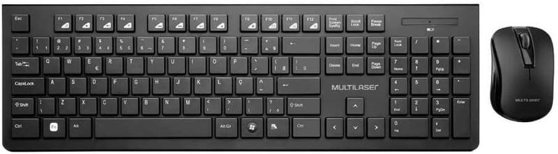 Kit de teclado e mouse sem fio Multilaser TC212 Português Brasil de cor preto