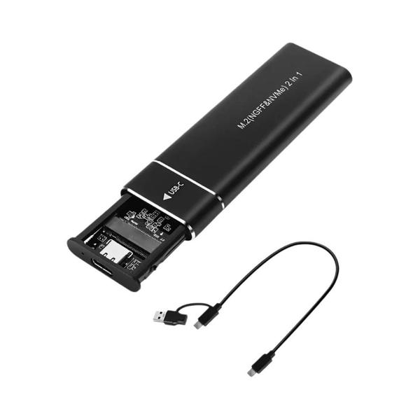 Gabinete Externo Para SSD M2 NVMe SATA De Protocolo Duplo 10Gbps USB 3.1 Tipo C, Suporta Chaves M E