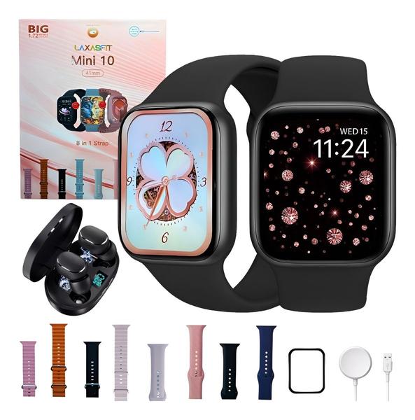 Relógio Smartwatch Laxasfit W10 Mini 41mm Preto Com 8 Pulseiras Relógio Smartwatch Laxasfit W10 Mini 41mm Preto Com 8 Pulseiras