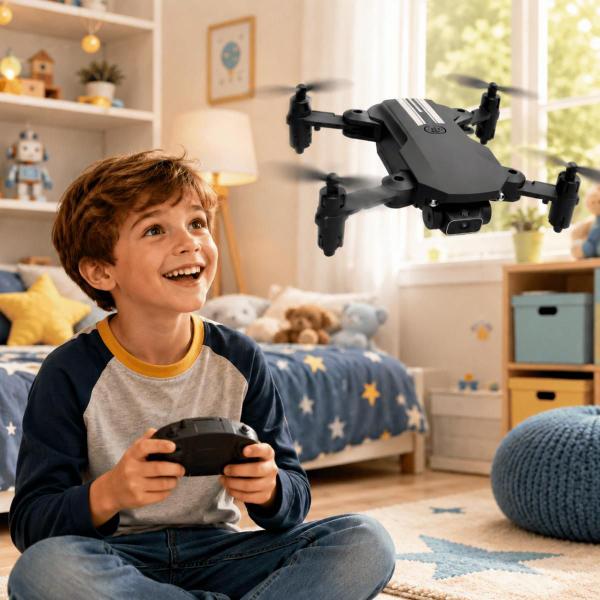 Mini Drone Profissional Compacto Dobrável com Controle Fácil para Iniciantes Manobra 360 e Luz LED