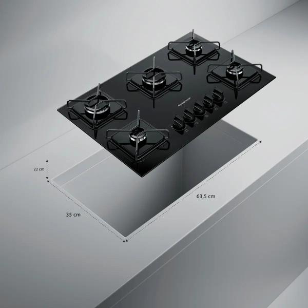 Cooktop 5 Bocas a Gás Brastemp BDD75BE Preto Bivolt