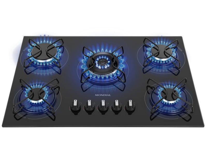 Fogão Cooktop Gás 5 Bocas Mondial CTG-03 Preto Inox Bivolt