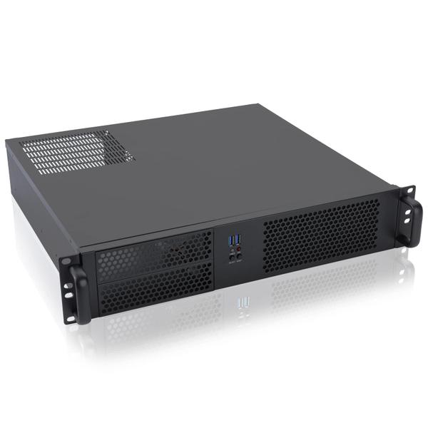 Chassi Micro ATX RackChoice 2U para montagem em rack 2 x 5,25 com fonte de alimentação Chassi Micro ATX RackChoice 2U para montagem em rack 2 x 5,25 com fonte de alimentação