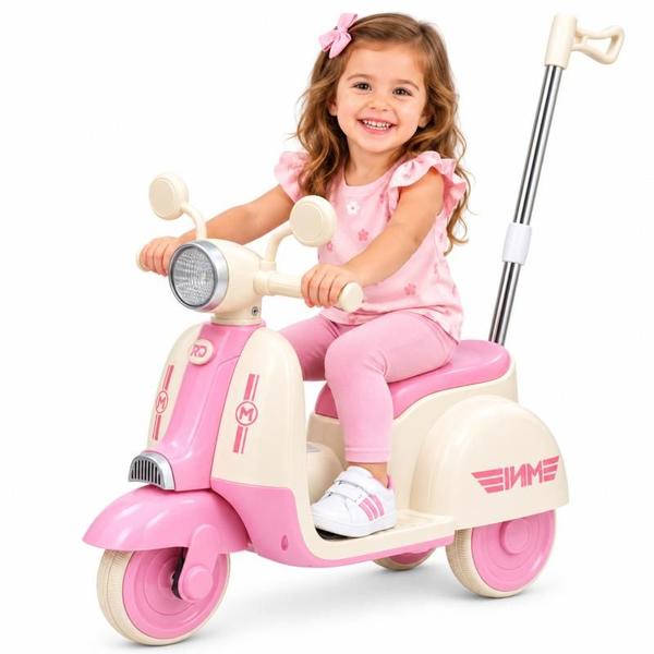 Moto Elétrica Infantil Scooter Crianças Acima de 3 Anos Bateria Recarregável Com ou Sem Empurrador