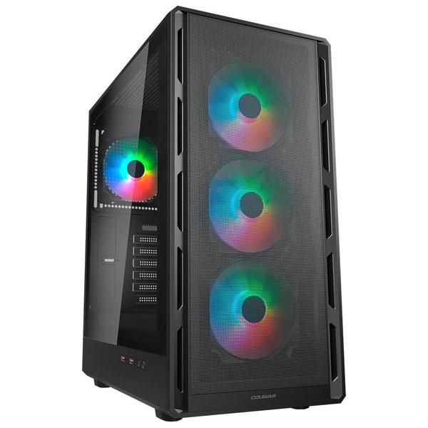 Gabinete Gamer Cougar MX600, Mid Tower, RGB, ATX, Lateral em Vidro Temperado, com 4 Fans, Preto - 382GA50.0001