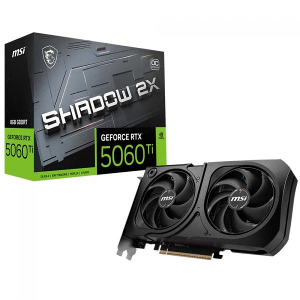 Placa de Vídeo MSI NVIDIA GeForce RTX 5060 Ti Shadow 2X OC Plus 8GB GDDR7 DLSS Ray Tracing
