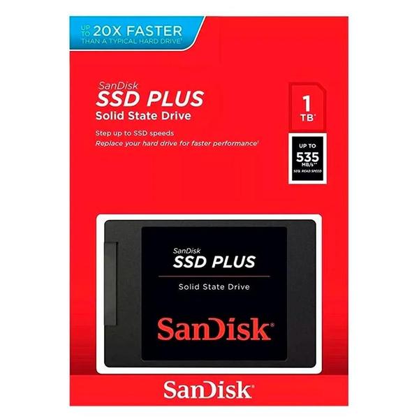 SSD Sandisk Sdssda-1t00-g27, Plus, 1TB, Sata Iii 6GB s, Leitura 535mb s, Gravacao 350mb s